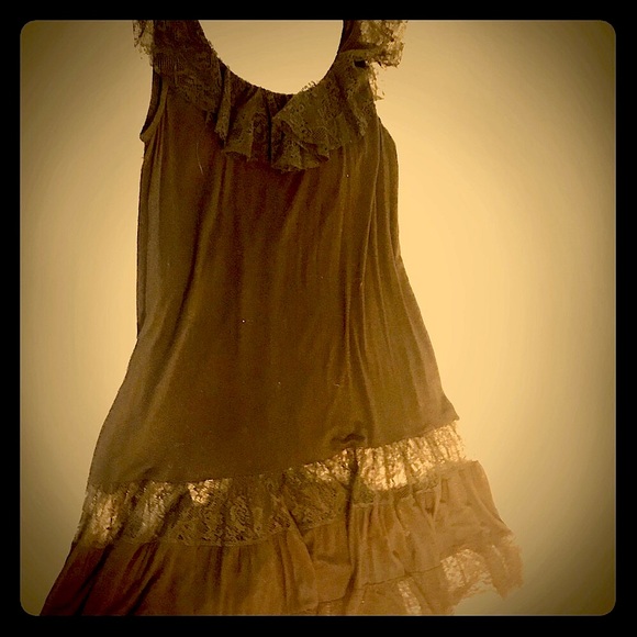 Vintage y2k La Rok a-line lace cutouts tank dress NYE low key stunner or tunic - Picture 2 of 5